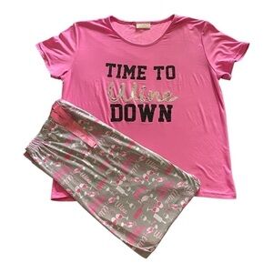 BOBBIE BROOKS-TWO PIECE “TIME TO WINE DOWN” PAJAMA SET-SIZE XL